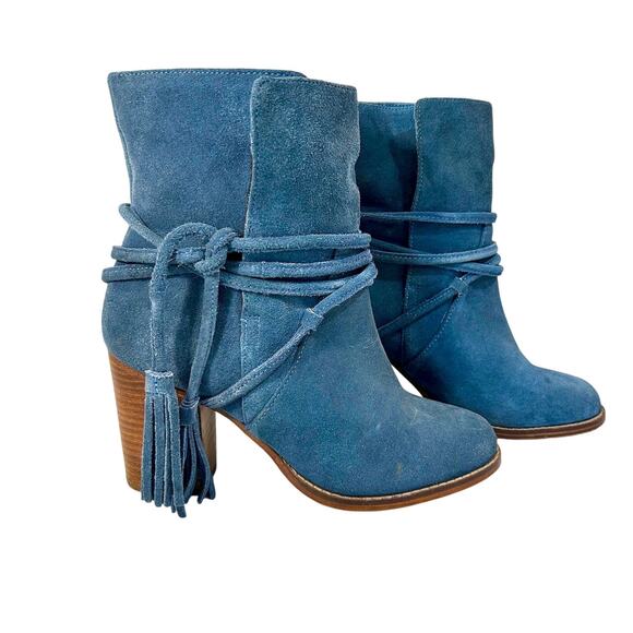 Aldo Shoes - Vintage Aldo Blue Navy Suede Boho Tassel Ankle Boots Festival Quiet Luxury 8